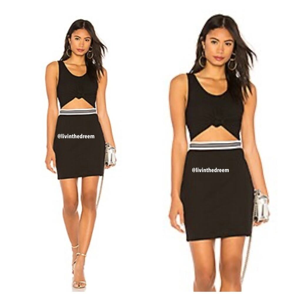 Kendall & Kylie Black and White Mini Bodycon Cutout Dress Set SZ S MSRP $108